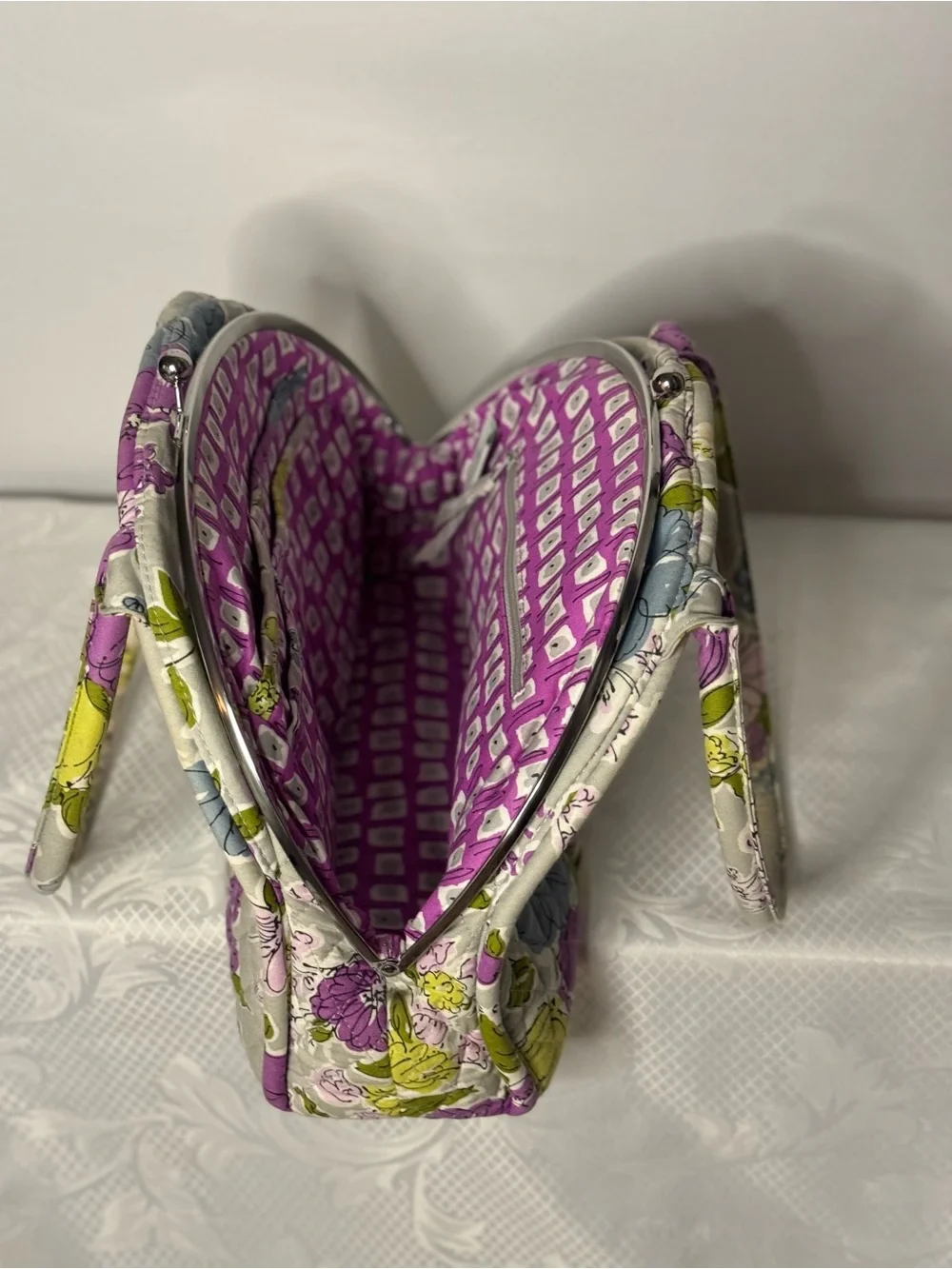 Vera Bradley Quilted Floral Frame Satchel-Retired Pattern- Double Compartment